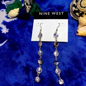 Nine West 3in. Sparkle silver tone dangle earrings